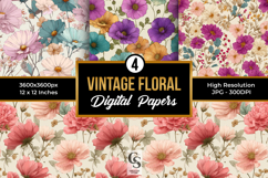 Vintage Floral Pattern Digital Paper Product Image 1