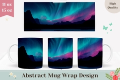 Sky Mug Wrap, Nothern Lights Mug Design, Neon Pink Mug PNG Product Image 1