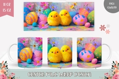 Easter Chick Mug Wrap, Colorful Easter Eggs Mug Template Product Image 1