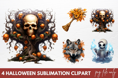 Watercolor Halloween Sublimation Clipart Png Product Image 1