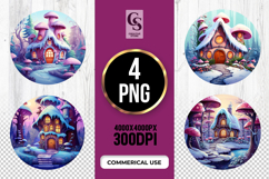 Fairy Mushroom House Clipart Sublimation PNG Product Image 1