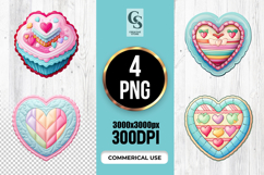 Cute Heart Cake Dessert Clipart Sublimation PNG Product Image 1