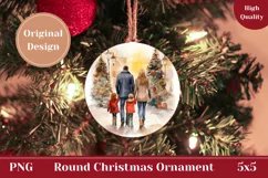 Christmas Family Ornament, Watercolor Christmas Product Tag Product Image 1