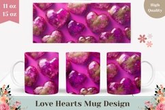 Glitter Hearts Mug Template, Glitter Love Mug Sublimation Product Image 1