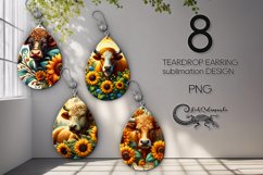 Cows &amp; sunflowers | 8 Teardrop earring sublimation designs Product Image 1