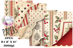 Christmas, Red, Black, Papers, Junk Journal Product Image 1