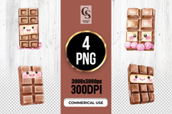 Cute Kawaii Chocolate Bar Watercolor Clipart Sublimation PNG Product Image 1