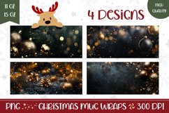 Christmas Glitter Mug Wrap, Christmas Mug Sublimation PNG Product Image 1