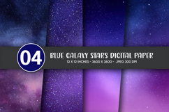 Blue Galaxy Stars Digital Paper Product Image 1