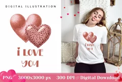 Love Hearts Illustration, I love You Design, Valentine Heart Product Image 1