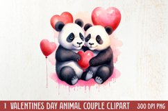 Valentines Day Animal Couple Clipart, Valentine Couple Product Image 1