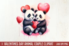 Valentines Day Animal Couple Clipart, Valentine Couple Product Image 1