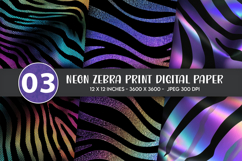 Neon Zebra Print Digital Paper Product Image 1