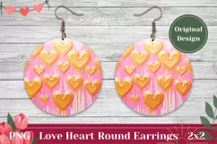 Love Hearts Earring PNG, Love Sublimation Round Earring Product Image 1