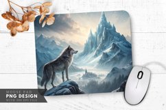 Lone Wolf Mountain Peak Enchanted Icy Kingdom Mouse Pad PNG Product Image 1