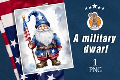 military gnome, america, flag, military uniform Product Image 1