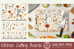 Watercolor Dried Flowers Cutting Boards sublimation Design Product Image 1