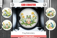 Car Coaster Frog Embroidery Product Image 1