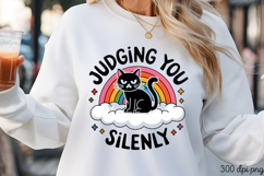 JUDGING YOU SILENTLY PNG, Funny Cats Sublimation Quotes PNG Product Image 2