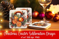 Vintage Christmas Coaster Sublimation PNG Product Image 1
