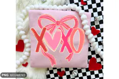 XOXO Valentines Day PNG | Preppy Bow Valentine Coquette PNG Product Image 1