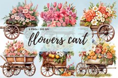 Flowers in Cart Clipart Sublimation PNG Product Image 1
