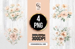 Soft Peach Floral Bouquet Clipart Sublimation PNG Product Image 1