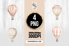 Vintage Pink Hot Air Balloon Clipart Sublimation PNG Product Image 1