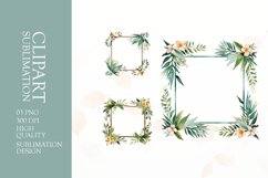 Watercolor floral wearth frame clipart sublimation png Product Image 1
