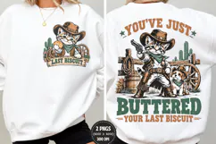 Last Biscuit Cat Front Back PNG, Cowboy Cat Chest Back Shirt Product Image 1