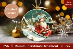 Santa Claus Ornament Design, Christmas Round Ornament PNG Product Image 1