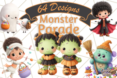Halloween Costume Parade Clipart PNG with Monsters Clip Art Product Image 1