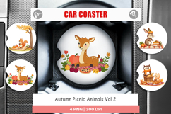Car Coaster Autumn Picnic Animals Product Image 1