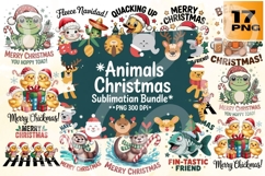 Funny Animal Christmas PNG Bundle Product Image 1