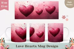 Love Mug Wrap Design, Pink Love Hearts Mug PNG Product Image 1