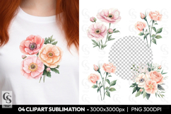 Pink Floral Bouquet Vintage Clipart Sublimation PNG Product Image 1