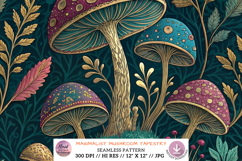 Maximalist Mushroom Tapestry Royal Pattern, Seamless Pattern Product Image 1