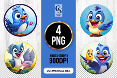 Blue Bird Family Clipart Sublimation PNG Product Image 1