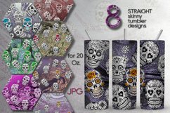 Halloween Skulls | 8 Skinny tumbler sublimation designs, JPG Product Image 1