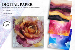 Rainbow Watercolor Alcohol Ink Background Digital Paper Product Image 1