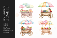 Watercolor fruit stand clipart sublimation png Product Image 1