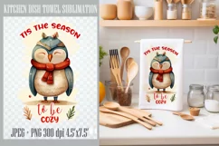 Tis the Season to be Cozy| Kitchen Towel Sublimation PNG Product Image 1