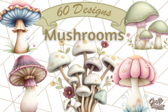 Mushroom Clipart, Realistic Forest Mushrooms PNG Product Image 1