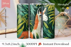 Tropical Tumbler Wrap Design, Lama Tumbler Sublimation PNG Product Image 1