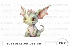 Watercolor cute Dragon sublimation png Product Image 1