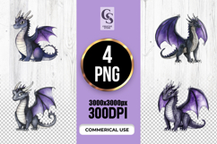 Purple Dragon Clipart PNG Product Image 1