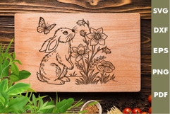 Easter Bunny engraved SVG, Rabbit Laser file, Cutting board Product Image 2