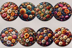 Set of Round earrings | 8 designs with Flowers, PNG Product Image 2