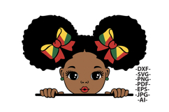 Afro Girl Peek SVG Juneteenth | Cute Black Girl Clipart Product Image 1
