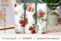 Watercolor Raspberry Tumbler Wrap, Berries Tumbler Template Product Image 1